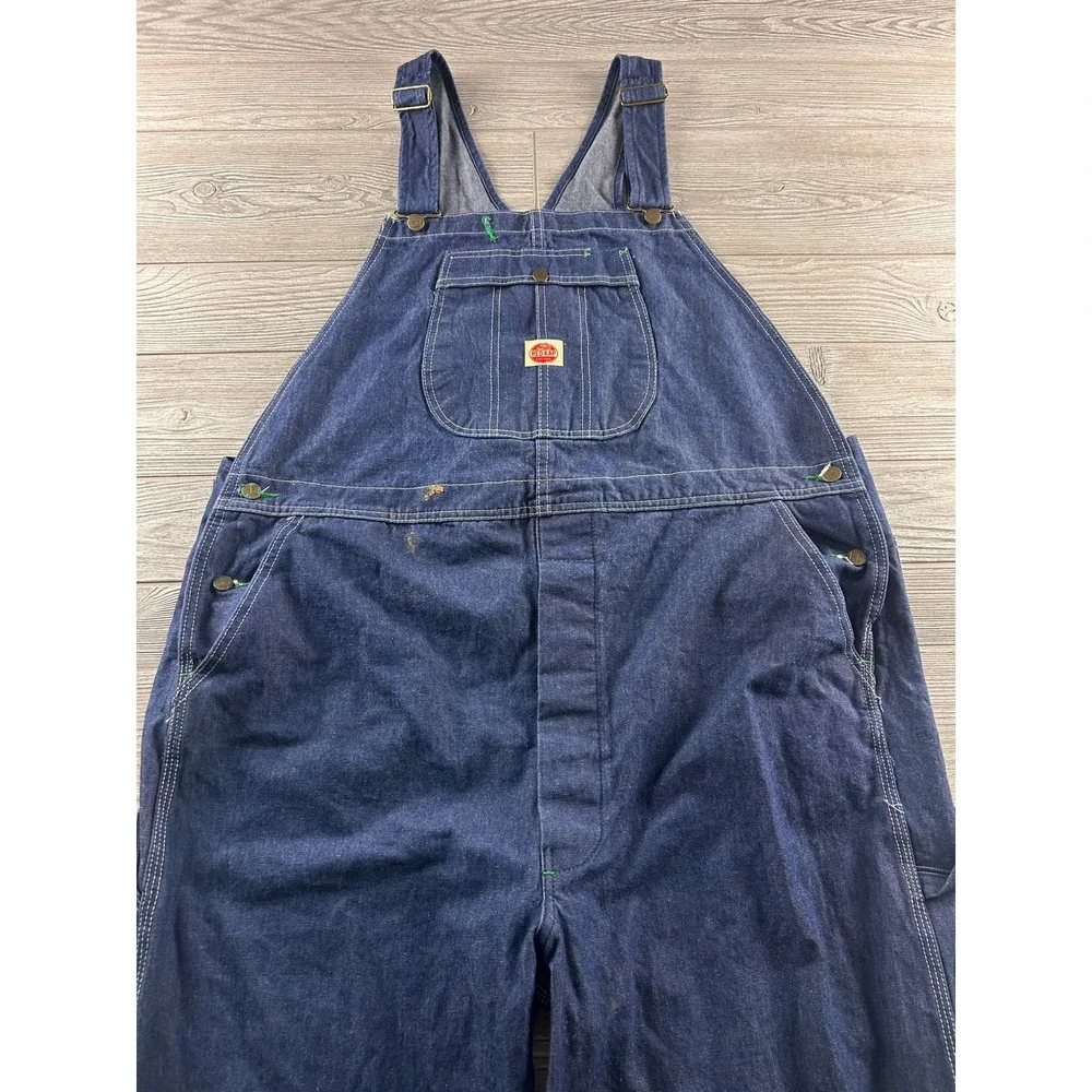 Red Kap Mens Blue Denim Bib‎ Overalls Workwear Carpenter Pants Indigo 46 x 31